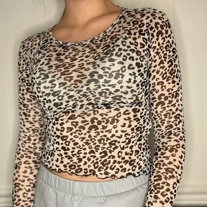 Leopard Mesh Top